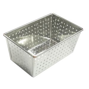 Tin plate perforated bread pan - 270 x 105 mm ext / 250 x 80 mm int - h80 mm