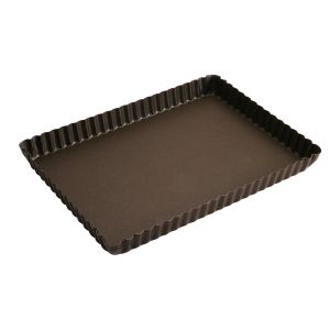 Non-stick rectangular fluted tart mould - 290 x 205 mm ext / 275 x 195 mm int h25 mm
