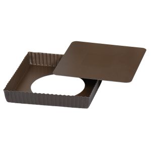 Non-stick square fluted tart mould - Removable bottom - 230x230 mm dim ext / 220x220 mm dim int - h25mm