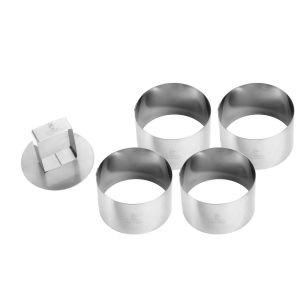 St/st set of 4 rings and pusher - Thickness 6/10th - Ø70 mm h40 mm