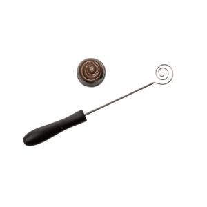 St/st chocolate fork - plastic handle - spiral