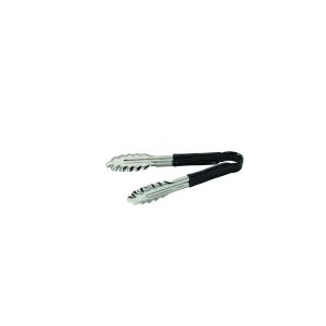 Black PVC and stainless steel tongs - 24 cm - monobloc