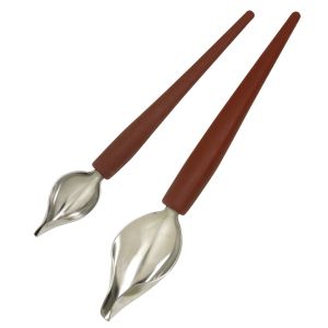 Pluma-cuchara para decoración - inox/ mango silicona - 2 cucharas (punta fina y ancha)