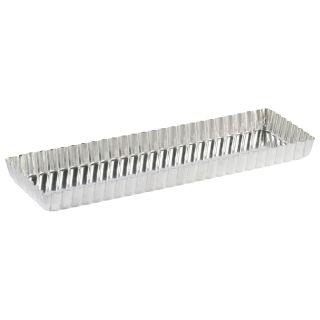 Tin plate rectangular fluted tart mould - 350 x 110 mm ext / 340 x 100 mm int h25 mm