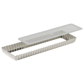 Tarte maison cannelée perforée - fer blanc - fond mobile - 350x110 mm dim ext / 340x100mm dim int - h25mm