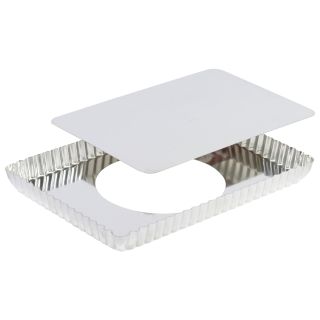 Tarte rectangulaire cannelée - fer blanc - fond mobile - 290x205 mm dim ext / 275x195mm dim int - h25mm