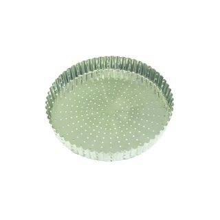 Tin plate perforated fluted tart mould - Ø200 mm h28 mm