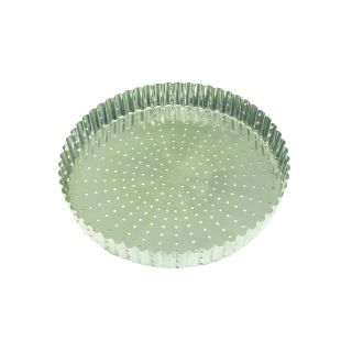 Tin plate perforated fluted tart mould - Ø220 mm h28 mm