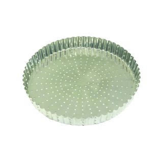 Tourtière cannelée perforée - fer blanc - fond fixe - Ø240 mm h28 mm