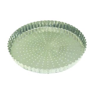 Tourtière cannelée perforée - fer blanc - fond fixe - Ø280 mm h28 mm