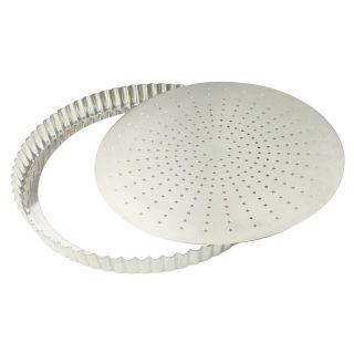 Tin plate perforated fluted tart mould - Removable bottom - Ø280 mm h28 mm