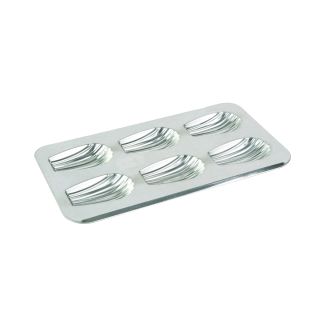 Plaque 6 madeleines gourmandes - fer blanc - 395 x 200 mm
