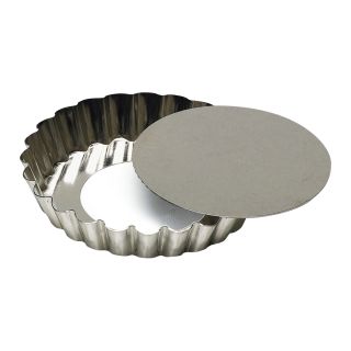 Tartelette ronde cannelée - fer blanc - fond mobile - Ø100/85 mm h18 mm