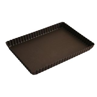 Tarte rectangulaire cannelée - antiadhérente - fond fixe - 290x205 mm dim ext / 275x195mm dim int - h25mm