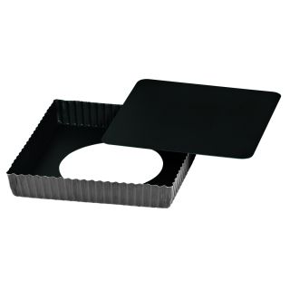 Non-sick obsidian square tart mould loose bottom - removable bottom - 230 x 230 mm dim ext / 220 x 220 mm dim 230 int h 23/22 mm