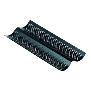 Plaque perforée 2 baguettes - antiadhérent Obsidian - 380 x 160 mm 