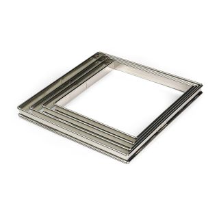 St/st square tart ring - Rolled edges - 4/10 thickness - 220 x 220 x 20 mm