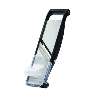 Mandoline inox Compact-PRO BASALTE avec poussoir ergonomique - 2 peignes effileurs (4 & 10 mm)