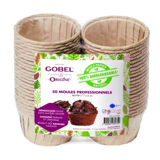Pack de 50 moldes profesional muffins - Origine - 7,2x4cm (papel prof. biodegrad.)