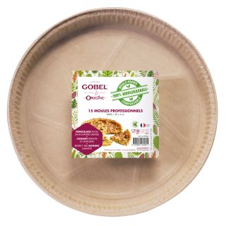 Pack of 15 professional tart moulds Origine (biodegradable paper) - 24,6 x 2,3 cm