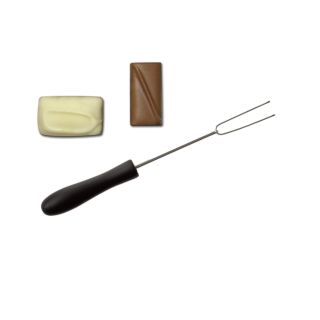 Broche à tremper le chocolat - Fourchette à chocolat - inox - manche plastique - 2 dents