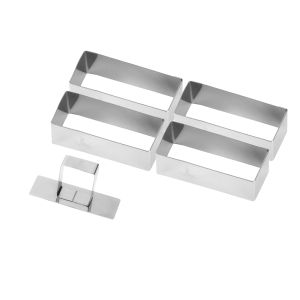Caja de 4 rectangulares con empujador - inox - 125x135x35mm