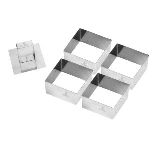 Caja de 4 raros cuadrados con empujador - inox - 140mm A40mm