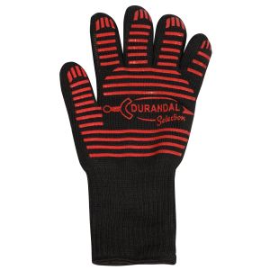 Ambidextrous heat resistant glove - red and black - one size