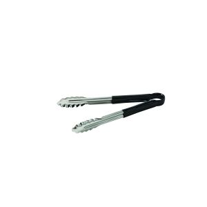 Black PVC and stainless steel tongs - 30 cm - monobloc