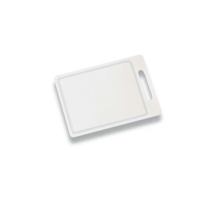 Cutting board with juice groove - PEHD 500 and handle - 350 x 250 x 10 mm - White