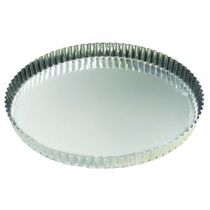 Tourtière ronde cannelée - fer blanc - fond fixe - Ø320/310 mm h26 mm