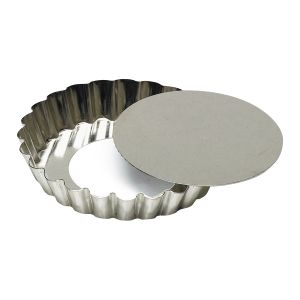 Tartelette ronde cannelée - fer blanc - fond mobile - Ø140/130 mm h20 mm