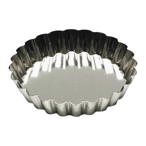 Tartelette ronde cannelée - fer blanc - fond fixe - Ø110/90 mm h20 mm