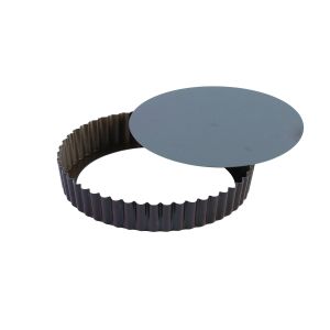 Tourtière ronde cannelée - antiadhérente - fond mobile - Ø220/200 mm h25 mm