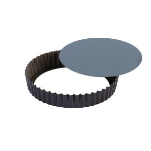 Tourtière ronde cannelée - antiadhérente - fond mobile - Ø240/230 mm h25 mm