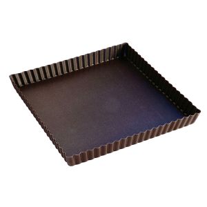 Tarte carrée cannelée - antiadhérente - fond fixe - 230x230 mm dim ext / 220x220 mm dim int - h25mm
