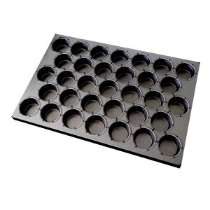 Plaque moules acier revêtu antiadhérent - 600 x 400 mm - 33 muffins Ø70 mm