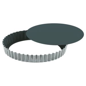 Tourtière ronde cannelée - antiadhérente Obsidian - fond mobile - Ø 280/270 mm h25 mm
